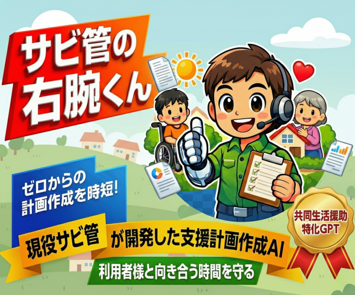 共同生活援助の個別支援計画作成を時短します。現役サビ管開発｜入力だけで計画案を自動生成｜障がい福祉